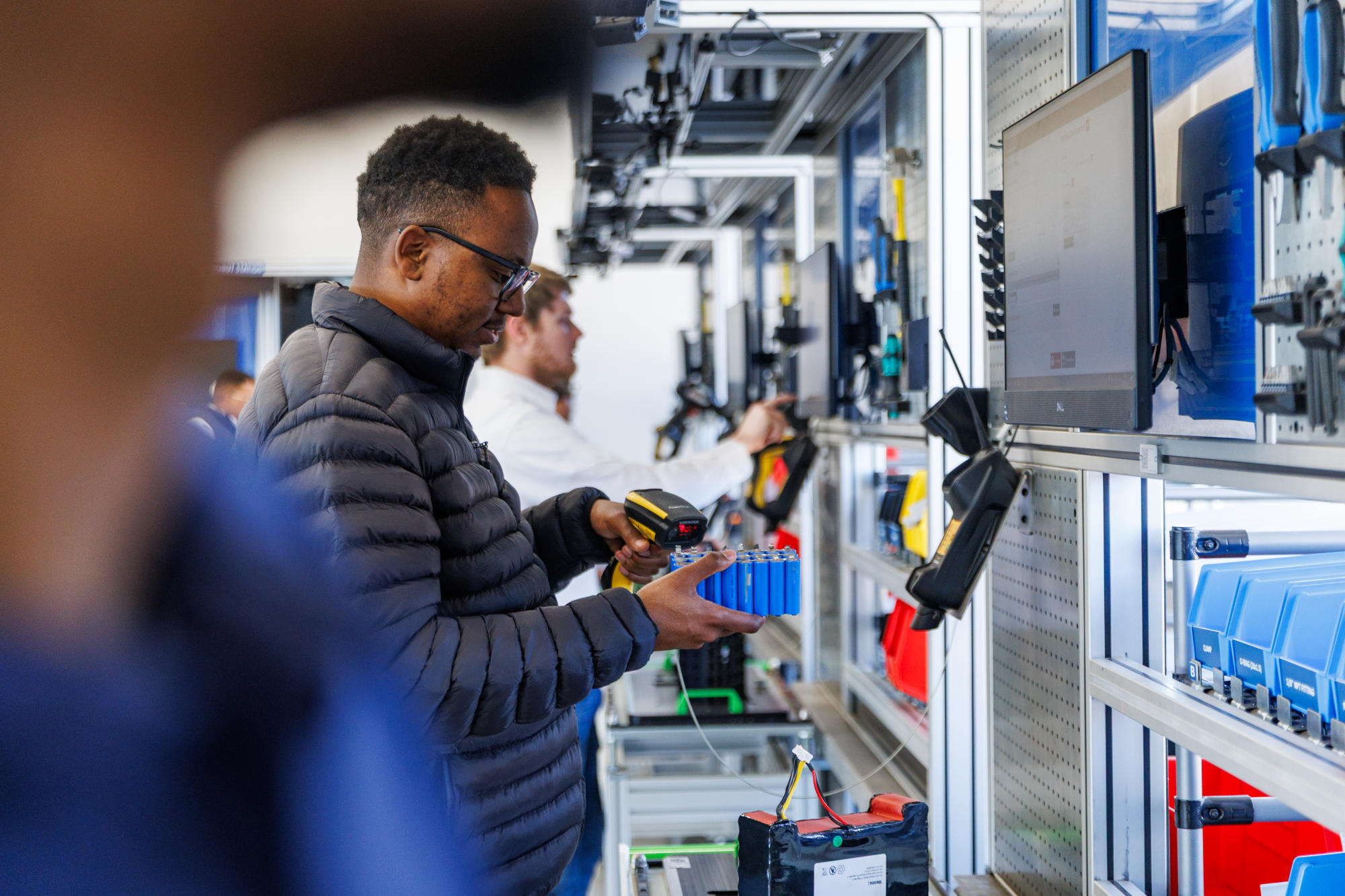 worker scanning products