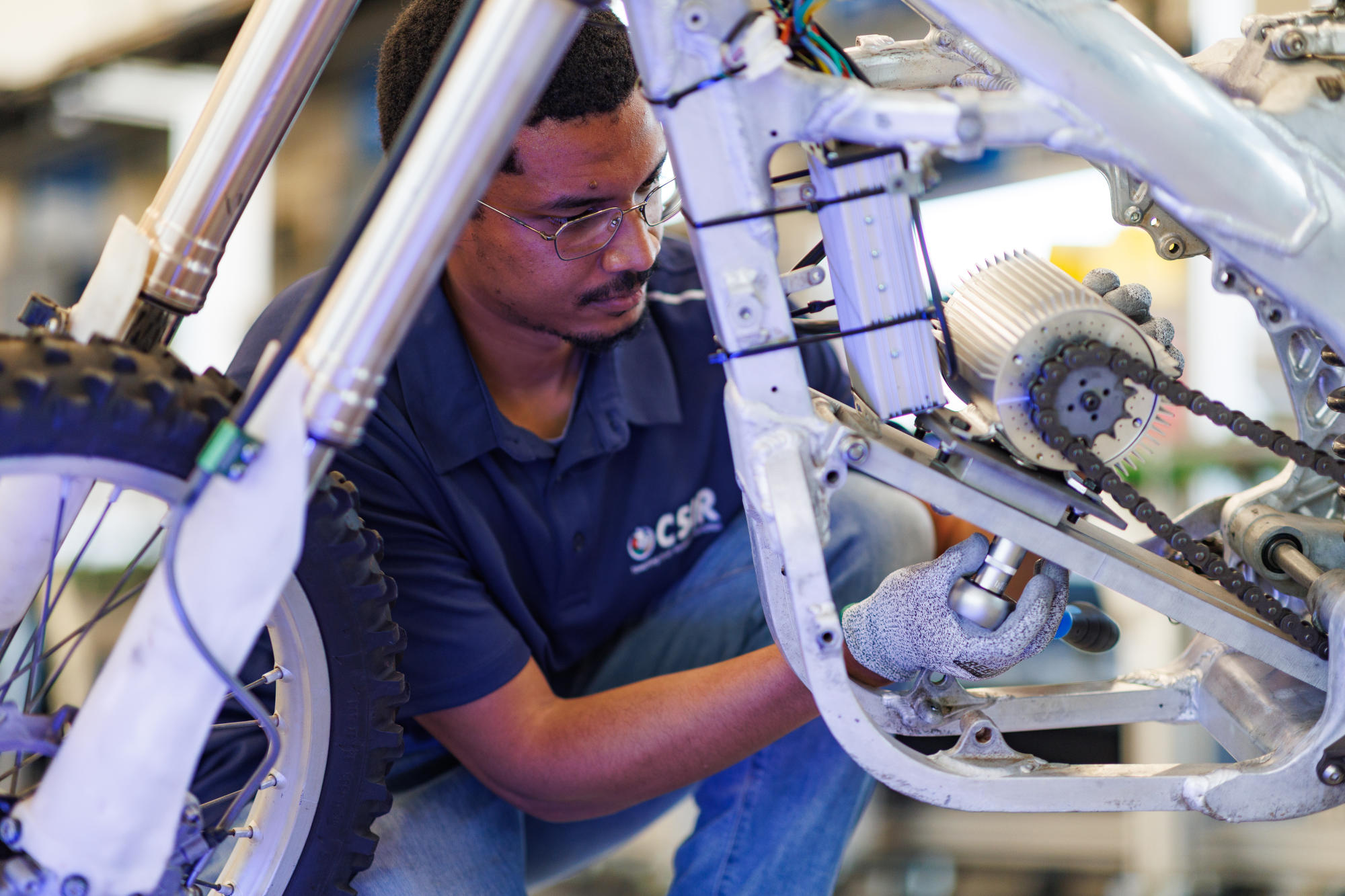 worker working on bike