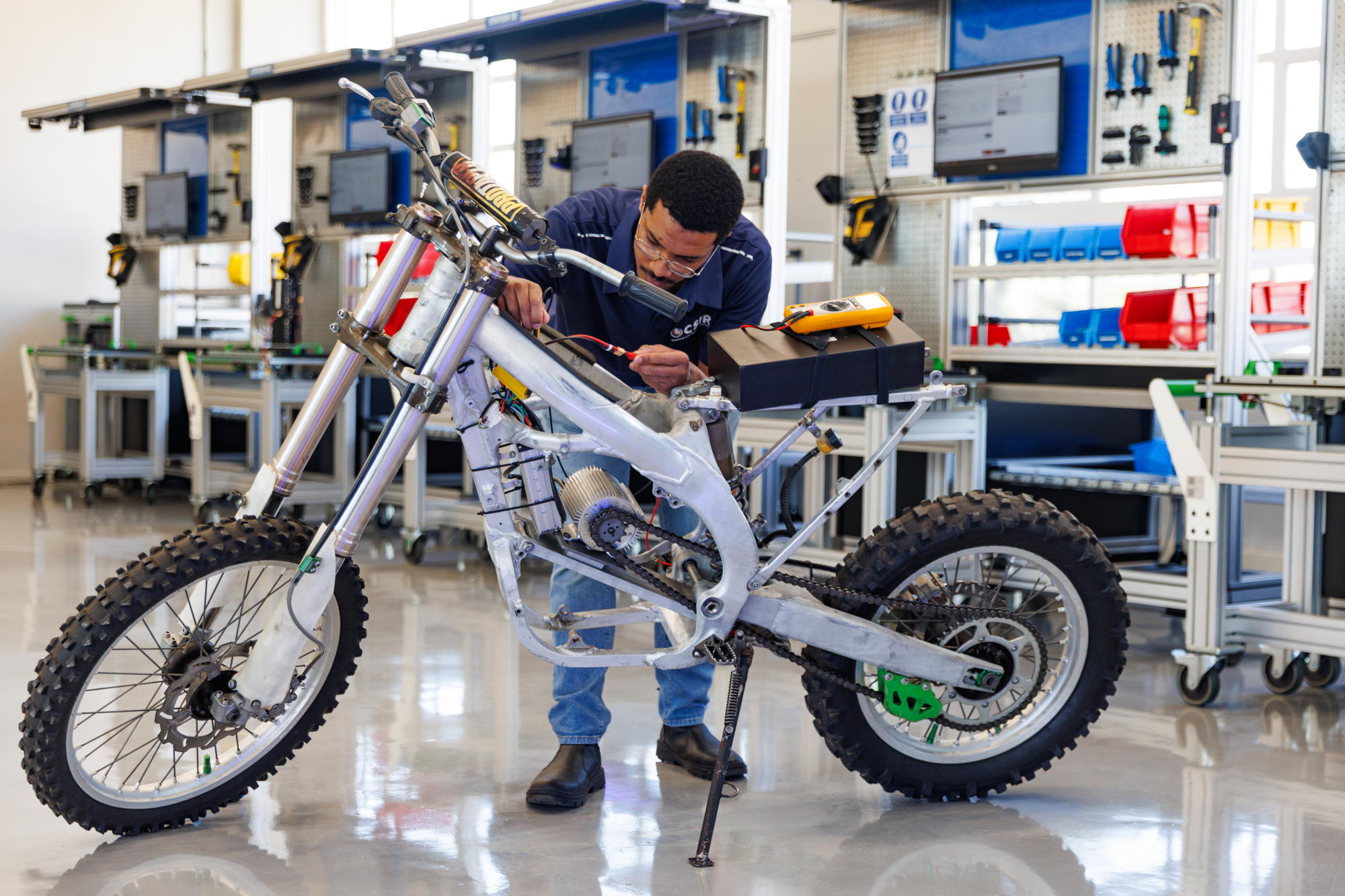 worker working on bike