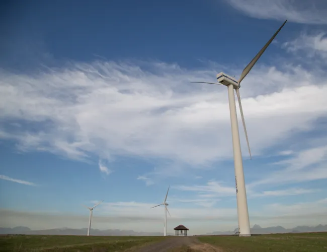 Graphic with wind turbines