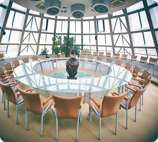 Room with round table and chairs