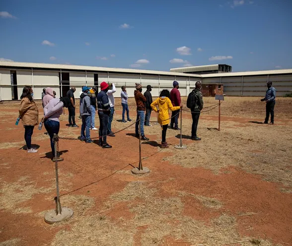 People standing in a lines